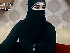 Indian Muslim non-specific around hijab endure chatting on high webbing web cam